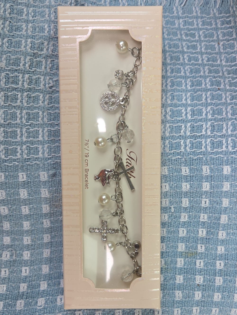 Charm Bracelet With Peace Dove & Cross Charms. NIB.